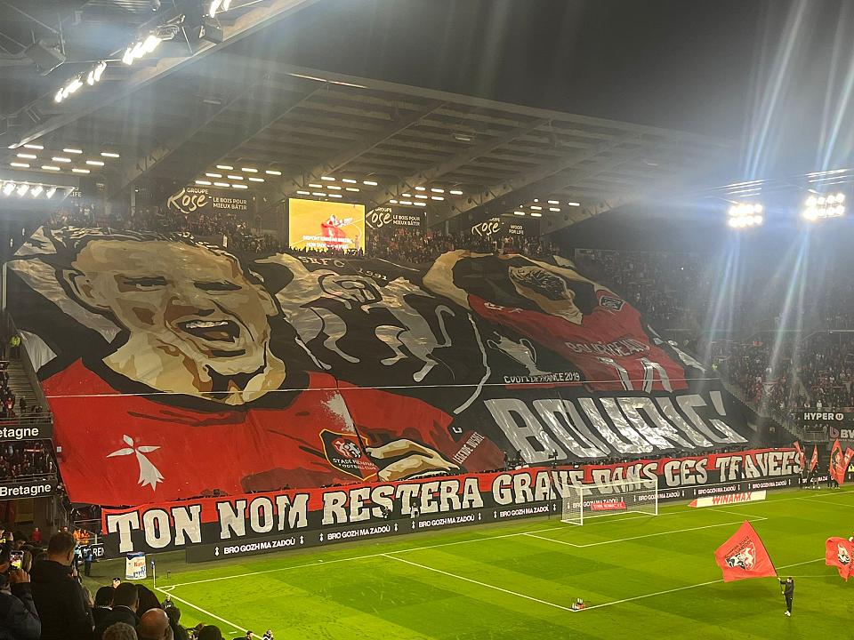 Stade rennais - Monaco : le tifo en hommage à Bourigeaud