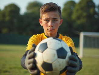 Gardien avec un ballon de football