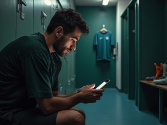 Footballeur sur son smartphone